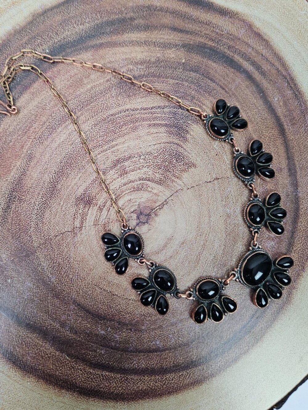 NWT Copper Black Onyx Cluster Choker Necklace